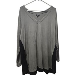 J Jill Wearever Tunic Top 2X Lagenlook Minimalist Gray Black Flowy Stretch